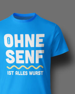 blaues T-Shirt mit Aufdruck