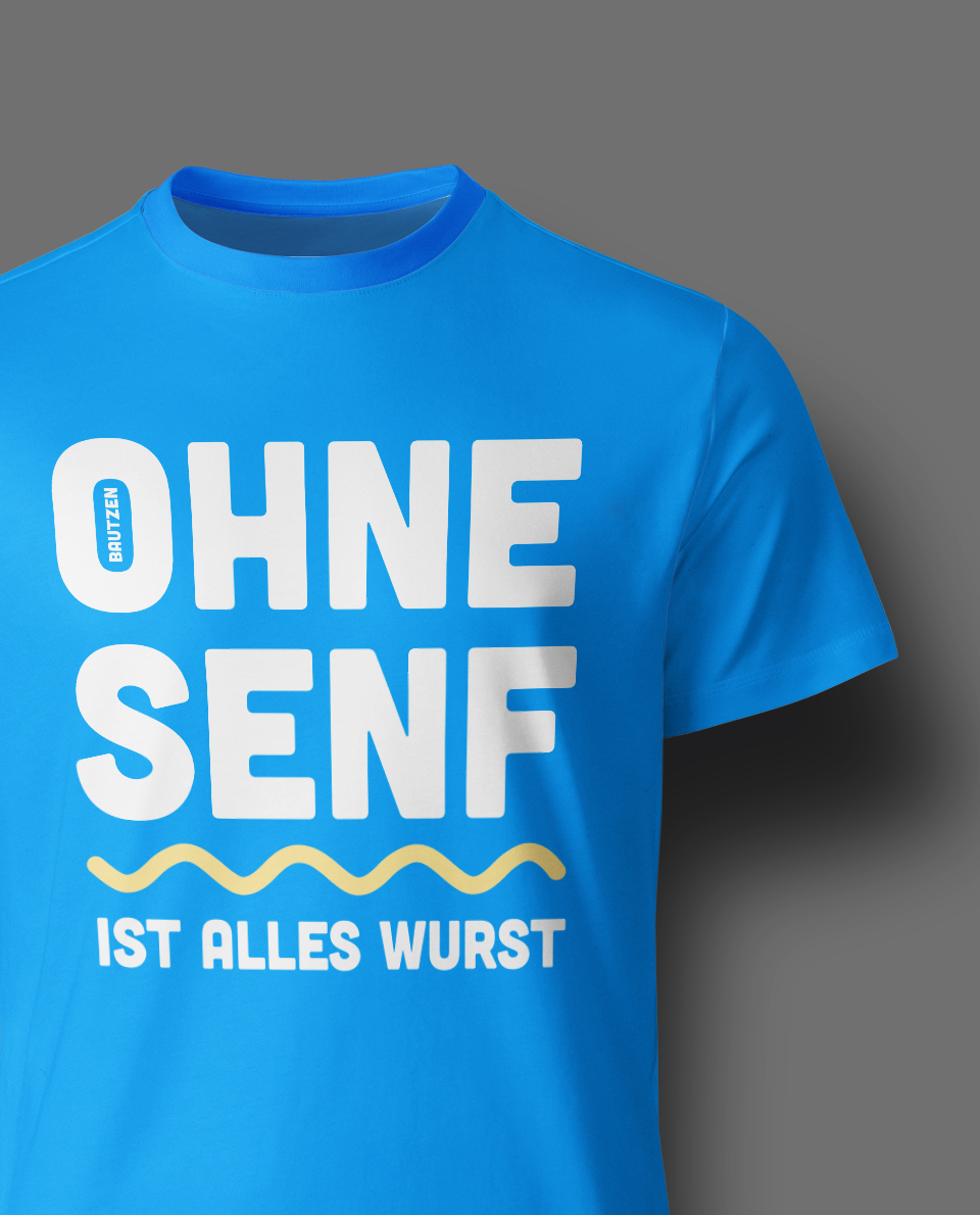 blaues T-Shirt mit Aufdruck